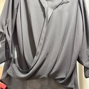 Pleione Gray Draped Blouse